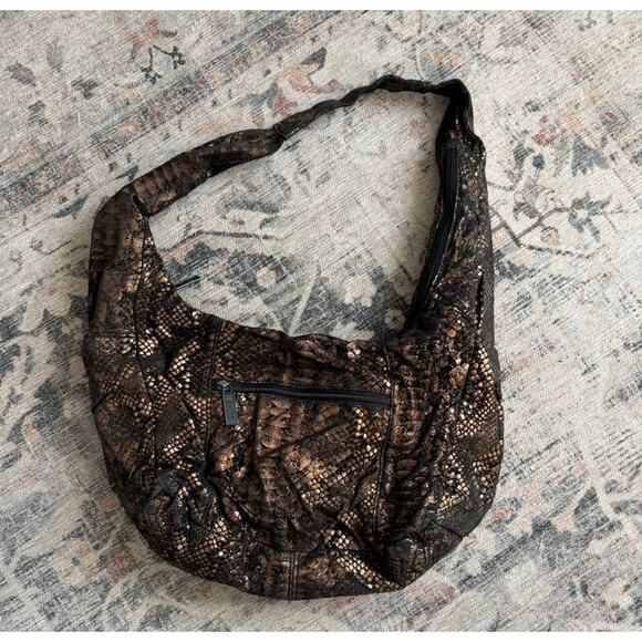 Bags by Pinky Slouchy Shoulder Bag Hobo Snakeskin Brown Y2K - Picture 6 of 10